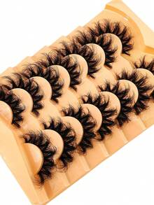 HBZGTLAD NEW 2 Box 14 Pairs Pairs Cat Eye Lashes Fluffy Faux Mink Lashes 8D Wispy Lashes Pack Dramatic Long Thick Volume Eyelashes False Eyelas - 6D-H36 - Xem 8
