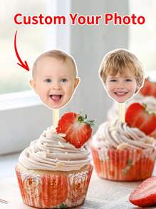 3-48Pcs Custom Face Cupcake Toppers, Personalized Birthday Party Cupcake Toppers, Customized Photo Party Decoration For Wedding, Donut Cake Muffin Topper, Party Supplies, Party Decor, Birthday Gift, Valentine's Day Gift,Multi-Functional,Ornamental,Letter,Stylish,Modern,Colorful,Cute,Adorable,Casual,Custom,Personalised,Unique,Customized,Baby Gifts,Ideal Gifts For Him,Ideal Gifts For Her,Son,Daughter Back To School