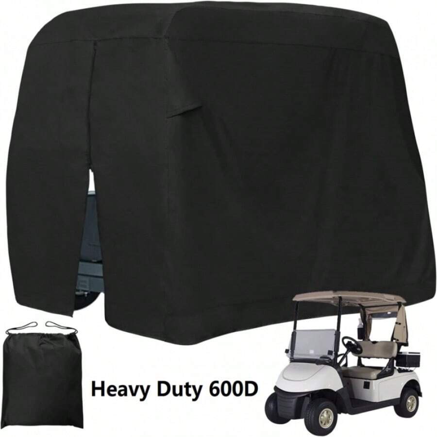Waterproof Golf Cart Cover Zipper 4 Passenger  Club Car - Black - View 1