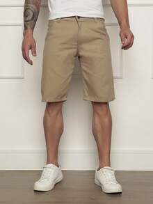 Men's Bermuda Shorts Colored Twill Premium Jeans Various Colors - Màu Khaki - Xem 1