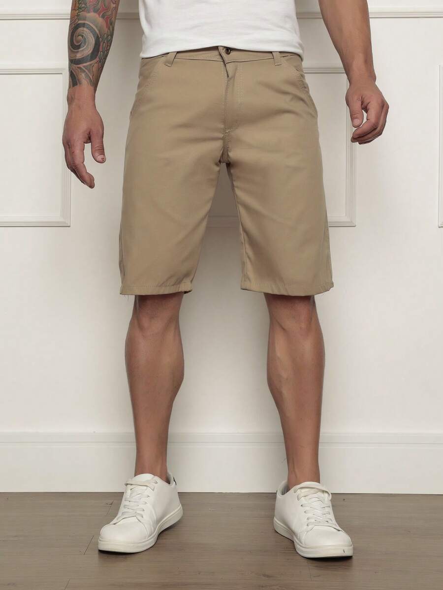 Men's Bermuda Shorts Colored Twill Premium Jeans Various Colors - Màu Khaki - Xem 1