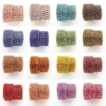 SS6-16, 2-4mm, 2 Yards/Pack, Crystal Rhinestone Chain, Champagne Gold Metal Base, Sewable & Glueable Cup Chain Decor, Sewing Glass Rhinestone Trim Ribbon, DIY Accessories, Suitable For Clothing, Crafts, Shoes, Bags, Mugs, Bottles, Cups, Phone Cases - Multicolor - View 3