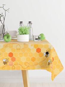 1 Stück 220 * 130 cm Einweg-Tischdecke aus Kunststoff im Bienenstock-Stil, Themenparty, Tischdecke für Geburtstagspartys, wasserdicht und leicht zu reinigen