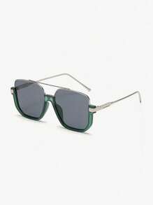 Fashionable Casual Oversized Double Bridge Clear Lens Glasses