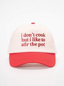 1 pièce Casquette de baseball réglable avec broderie "I Don't Cook", design blocs de couleurs, chapeau de protection solaire décontracté convenant pour le printemps, l'automne, les voyages, la mode, polyvalent, protecteur contre le soleil, jeunesse, style Y2K