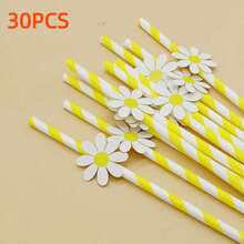20 piezas de pajitas de papel con margaritas lindas, pajitas para bebidas, fiesta de cumpleaños, decoraciones de fiesta, suministros para fiestas de boda