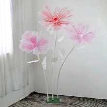 1 Set: 1 Pc 50cm Giant Waterproof Artificial Flower + 1 Pc 50cm Giant Butterfly Yard/Garden Decor, Suitable For Outdoor Yard, Lawn, Living Room, Bedroom, Perfect For Holidays, Weddings, Wedding Photography Props, Display Window Decoration