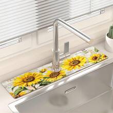 1 pezzo, Tappetino assorbente per rubinetto con motivo a girasole in diatom ooze, tappetino anti-sgocciolamento per il bagno, antiscivolo e antimacchia per accessori da cucina.