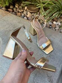 Women's Sandal With 9.0cm Block Heel, Comfortable - Vàng - Xem 1