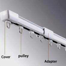 1 Set 23.26-41.54 Inch, 27.56-49.21 Inch Extendable Wall Or Ceiling Mount Curtain Track System, Suitable For Track Curtains, Expandable Ceiling Curtain Rail, Room Divider Rod, Fully Adjustable Sliding Curtain Track (No Assembly Required)