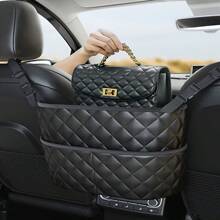Large Capacity Car Seat Back Organizer - Durable Faux Leather Storage Mesh Bag With Hanging Mount, Lightweight Auto Interior Accessory Organizer