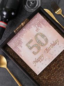 20pcs 50th Birthday Happy Diamond Print Square Colorful Napkin, Disposable Party Table Paper Towels For Gathering,Christmas - Multicolor - View 5