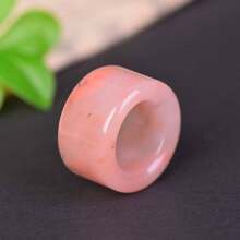 1pc Natural Peach Gemstone Ring, Ring, Quartz Crystal Pink Gemstone Ring, High-End Fashion Ring, Auspicious Meaning, Unisex Fashion Jewelry, Couple Ring, Engagement Ring, Family Gift, Christmas & Holiday Party Gift Ring, Crystal Gift (Random Gift Box) - Pink Ring - View 3