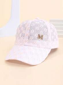 1pc Unisex Solid Color M Logo Adjustable Wide Brim Baseball Cap, Fashionable And Simple, Suitable For Daily Outdoor, Street, Travel