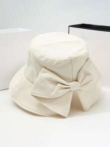 Hats For Woman Bucket Hats Spring And Summer Wide Brim Sun Hat Casual Fashion Bow Decoration Basin Hat - Beige - View 7