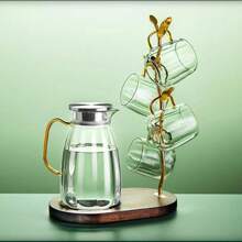1pc Luxury Glass Cold Water Pot Set,Household High Temperature Boiling Water & Iced Tea Glass Kettle, Cucumber Shaped Water Pitcher