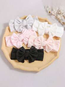 1 件装柔软薄款婴儿宽边头带儿童蕾丝头带蝴蝶结发饰婴儿头带 - 彩色 - 查看 3