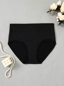 Set de 5 piezas de ropa interior para mujer de talla grande con diseño de lunares, transpirable y cómoda, de cintura alta