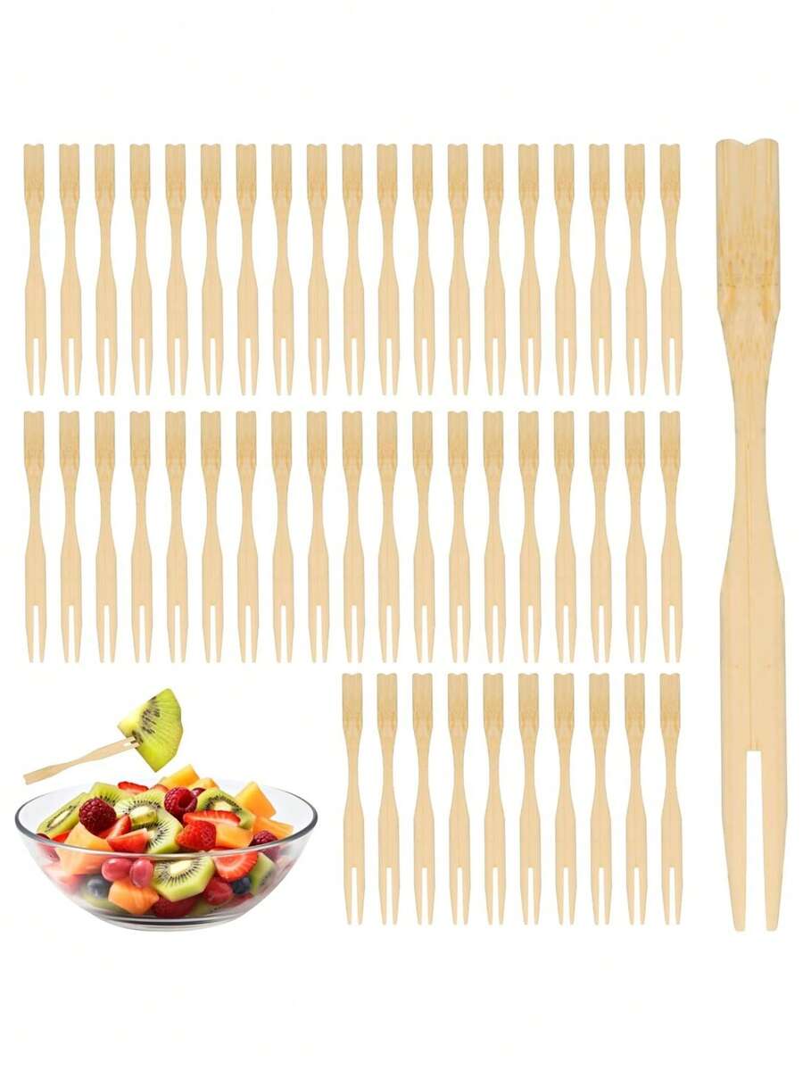 100Pcs Bamboo Fruit Picks, Food Toothpicks, Drink Stirrers, Practical Tools For Bar, Living Room, Home