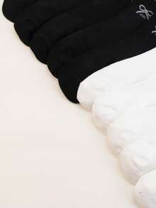 5/6/10 Pairs Assorted Size Short White Bow Cute Comfortable Breathable Women Ankle Socks, Japanese Style - Multicolor - View 4