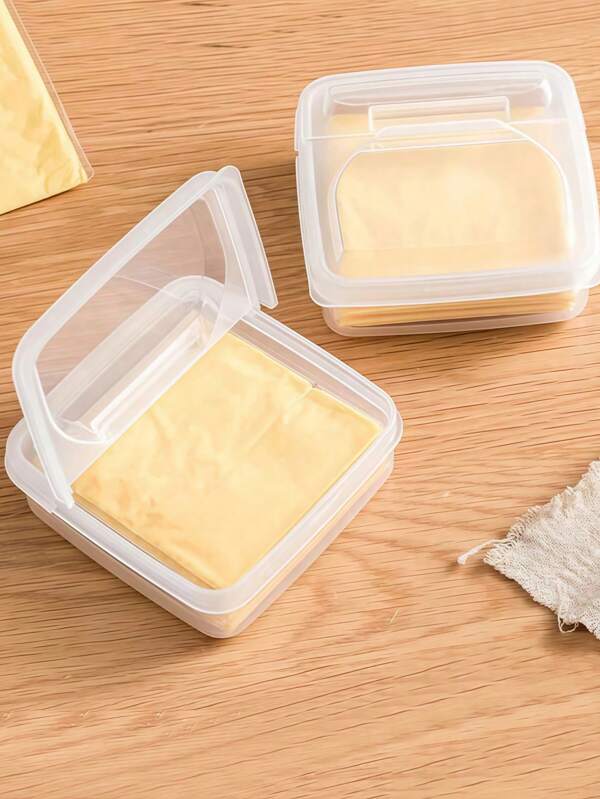 4 pezzi Contenitore per affettare il formaggio per frigorifero, scatola di stoccaggio trasparente in plastica per burro e formaggio a blocco con coperchio a ribalta, adatto per alimenti e verdure da frigorifero