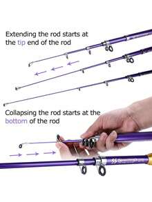 SOUGAYILANG Portable Telescopic Saltwater Fishing Rod - Collapsible Travel Rod For Lightweight Angling - Purple - View 9