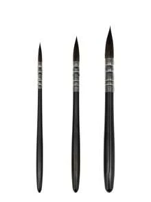 1#-3#黑檀木杆金属管尼龙刷毛画笔，尼龙刷毛弹性好，圆头设计适合多种画法，专业级水彩画用品，适合美术生，专业工具拖把刷毛刷，母亲节，妈妈的礼物，返校，学校用品 - 黑色 - 查看 1