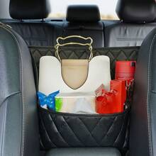Large Capacity Car Seat Back Organizer - Durable Faux Leather Storage Mesh Bag With Hanging Mount, Lightweight Auto Interior Accessory Organizer