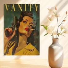 Framed  Art Deco Style   Canvas Poster, Modern Contemporary Wall Art With    , Indoor Portrait Orientation Art Print For Home Office, Living Room, Bedroom, Restaurants - People Theme Canvas Wall Hanging Decor For Fall/Winter Season