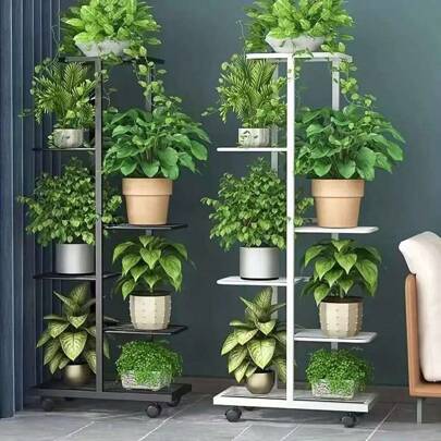 3/7Layers Iron Holder Shining Plant Stand For Flowers Storage Shelf Pot Rack Organizer Home Garden Decoration