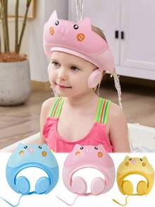 1pc-Baby Shower Cap Hat Soft Adjustable Bath Head Cap Visor For Washing Hair Shampoo Shower Bathing Protection Head Eye Ear,Shampoo Caps For Toddler,Baby,Kids,Children,Makes The Bath More Fun - Multicolor - View 3
