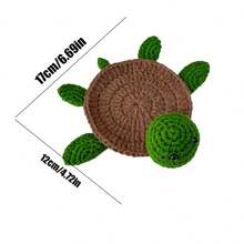 Cute Animal Design Tea Coaster, 1 Piece Handmade Crochet Insulated Table Protector, Table Decoration Items - Multicolor - View 2