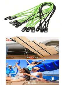 1/2/3pcs Pack Of Elastic Mini Luggage Straps With Hooks, Bungee Cord With Loop And Hook,Durable Green And Black Bungees, Ensure Travel, Foldable And Cold-Resistant Design, Heavy Duty Bungee Cord Elastic Tie Strap String Carabiner Hooks Kayak Cycling Luggage Packing Ropes Camping Accessoriessuitable Bike Packing Gear | Secure Fastening | Durable Rubber - Multicolor - View 1
