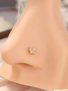 1 件蝴蝶 L 形鼻钉 - 18K 镀金 20G 女士鼻环首饰，可爱 L 形弯鼻环