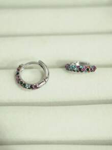 11 Pairs Fashion Elegant Rhinestone Stud Earrings, Suitable For Women's Daily Matching Jewelry - Silver - View 3