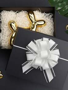 6pcs/1pc - Pull Bow Ribbon Bows, Large Christmas Pull Bows White Ribbon Bows - Reusable Ribbon Bows For Gift Boxes, Decorations, Gift Wrapping, Wedding Baskets, Birthday Party, Christmas Gifts, Christmas Party Supplies (White) - White - View 3