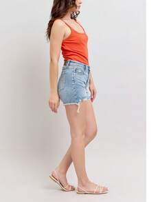 High Waist Rigid Magic Destroy Cut Off Shorts - Màu xanh lam - Xem 8