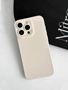 1 pieza Funda de teléfono de unicolor minimalista blanca, funda de protección de lente, compatible con iPhone y Galaxy - Blanco - Ver 8