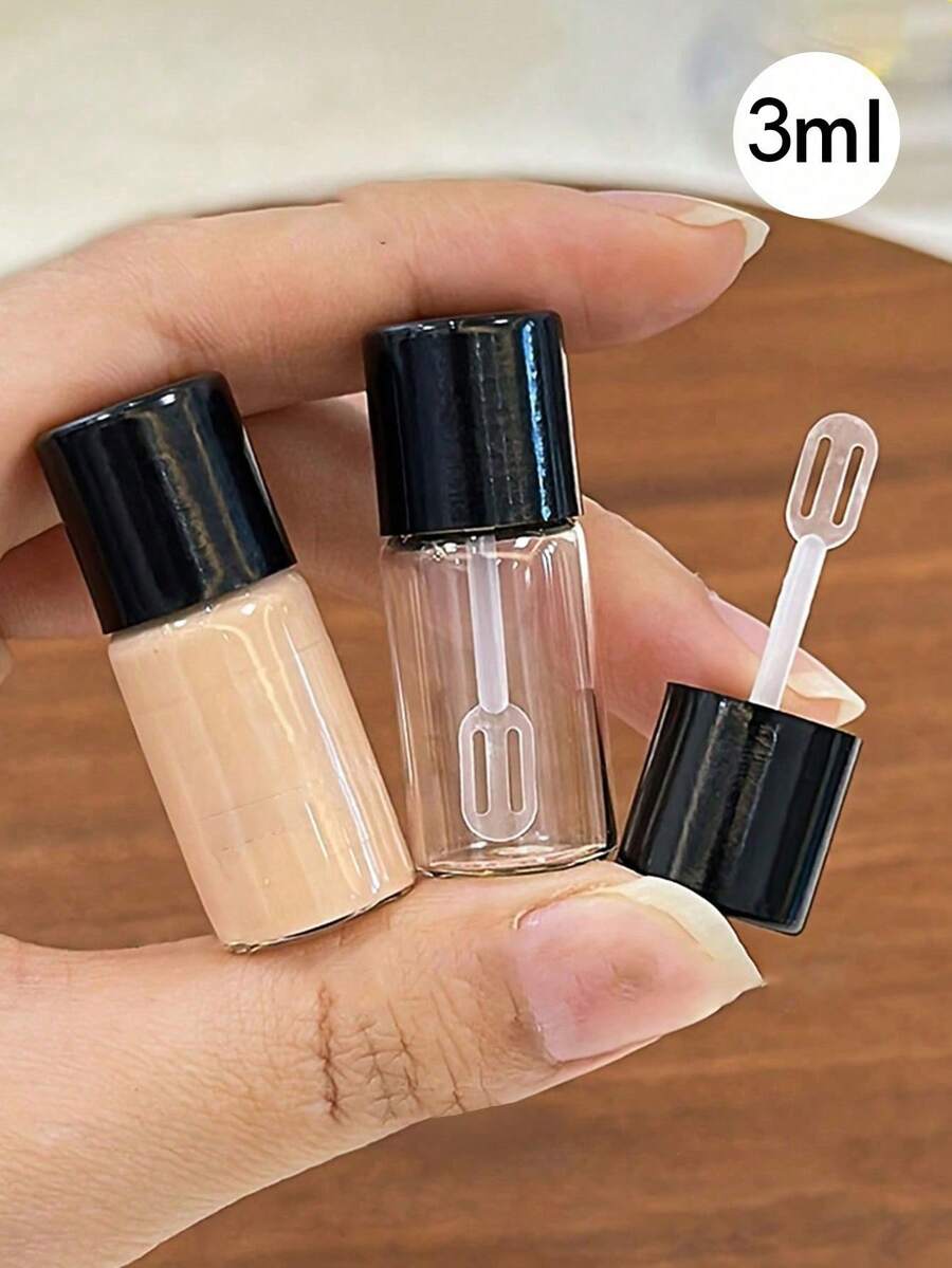 1/2/3/4/5pcs Mini Glass Travel Bottles For Liquid Foundation & Concealer, 3ml/0.1oz - Portable Cosmetic Containers With Twist-Top Caps, Fragrance-Free, Ideal For Makeup Samples & Toiletries Toiletry Bag Wash Bag Toiletry Travel Bag Makeup Storage Beach Beach Bag Vacation Holiday Essentials School Supplies Travel Essentials Ladies For College Dorm Bathroom Camping Accessories Perfume For Women Perfume For Men Perfume - Black - View 1