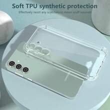适用于三星 Galaxy S25 Ultra S24 Ultra S23 Ultra S22 S21 FE A05 A06 A16 A26 A36 A56 A14 A24 A34 A54 A15 A25 A35 A55 的透明防震手机壳，柔软 TPU 边框，防刮防水防摔，国际版，非国内版 - 無色 - 查看 3