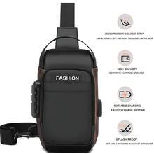 Fashionable Men's Waterproof Crossbody Bag, Outdoor Casual Chest Pack Sling Backpack For Phone And Documents Belt Bag Pouch - Black - View 12