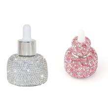 1.01oz Bling Crystal Glass Dropper Bottle, Pink Sparkling Refillable Perfume Vial, Lotion Dispenser, Aromatherapy Oil Bottle, Cosmetic Sample Container, Travel Essential, Portable Accessories Storage