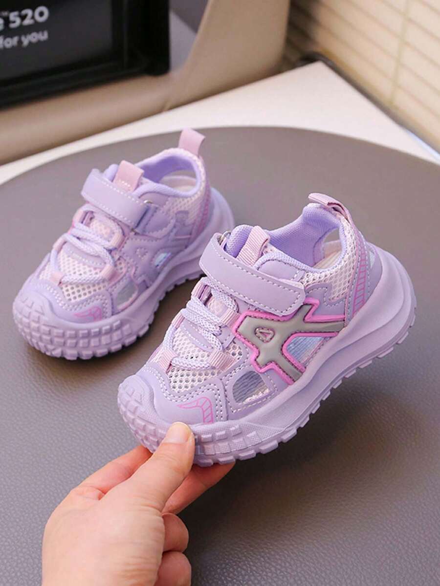 1 Pair New Summer Kids Sandals, Toddler Boys/Girls Closed Toe Sports Breathable Mesh Shoes - Purple - View 1