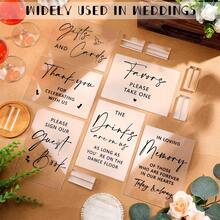 6 Pcs Acrylic Wedding Reception Signs Clear Table Decoration With Holder Rustic For Ceremony (Classic Style) - Transparent - View 4