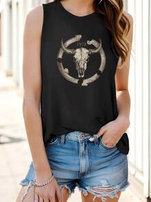 Bull S Skull Illustration Women's Vest