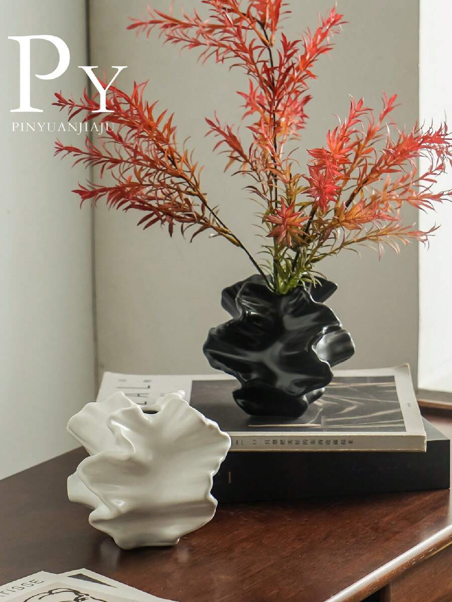 1 Peça Vaso Abstrato Criativo, Vaso de Junco em Forma de Flor Branca, Estilo Nórdico Minimalista Boêmio, Adequado para Decoração de Casa de Campo Moderna, Sala de Estar, Cozinha, Quarto, Mesa de Jantar, Decoração de Escritório, Decoração de Quarto, Vaso de Vidro
