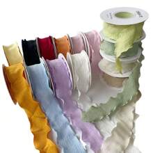 4cm Fish Tail Linen Silk Chiffon Ribbon Lotus Leaf Frill Ribbon Bowknot Pleated Ribbon For Flower Bouquet Packaging Gift Wrap Cake Box Packaging Wedding Party Decor