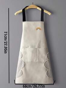 1 pieza Delantal impermeable y resistente al aceite unisex, adecuado para cocina moderna en el hogar, se puede usar en la cocina, baño y el hogar. Patrón de logotipo aleatorio (Arcoíris o Cactus), Bolsillo aleatorio (1 o 2), Color de tira para el hombro aleatorio (Negro o Blanco), Cabeza de ciervo pequeña aleatoria (Roja o Blanca)