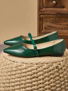 1 par de zapatos planos de punta fina para mujer suave, cómodos para el trabajo, versátiles mocasines slip-on, zapatos casuales de bailarina con tacones bajos