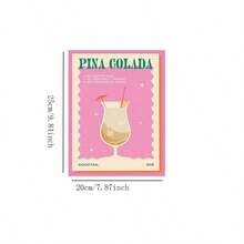 1 件/6 件无框架复古鸡尾酒饮料帆布印刷墙艺术，彩色果汁饮料墙饰，可爱学院风房间美学艺术品墙画，适用于客厅卧室浴室餐厅酒吧走廊厨房墙饰，无框架 - 彩色 - 查看 14